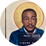 painting of MLK with police dept number